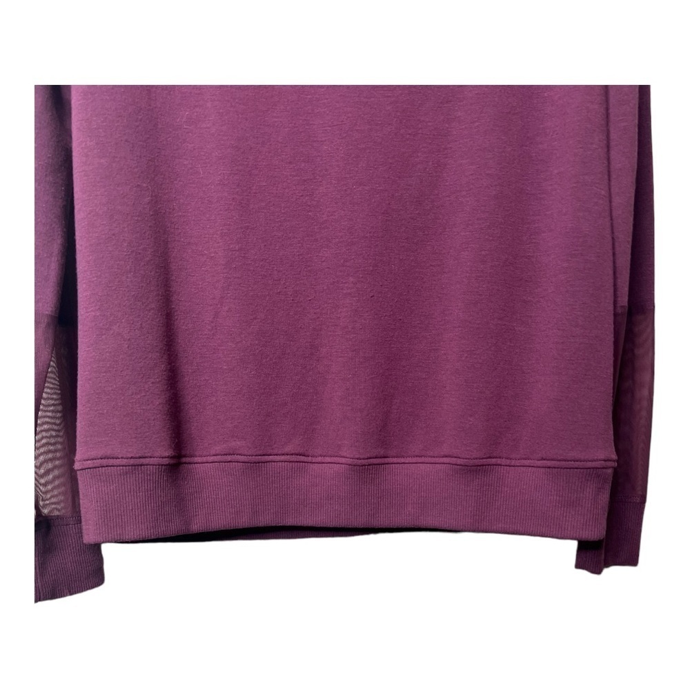 Fitz + Eddie Maroon Sheer Sleeves Shoulder Lightweight Crew Sweatshirt Athletic - Picture 7 of 13